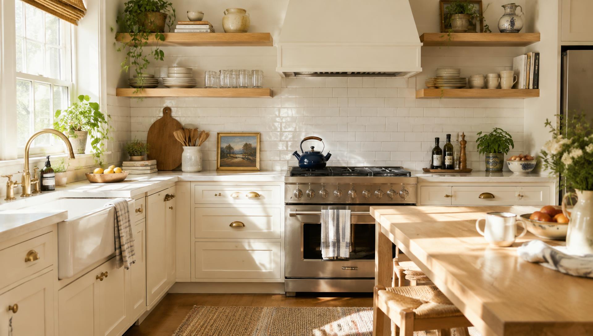 Modern kitchen with a full-height marble slab backsplash